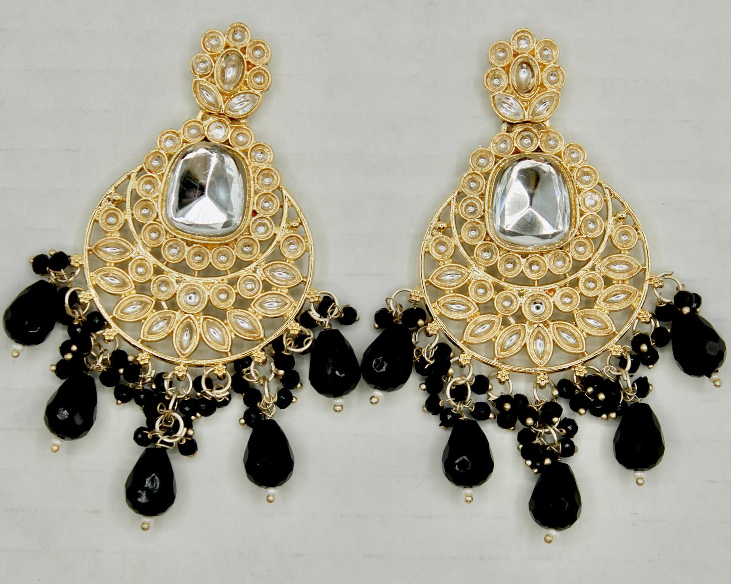 Faux Kundan and Bead Earrings - E555 hi