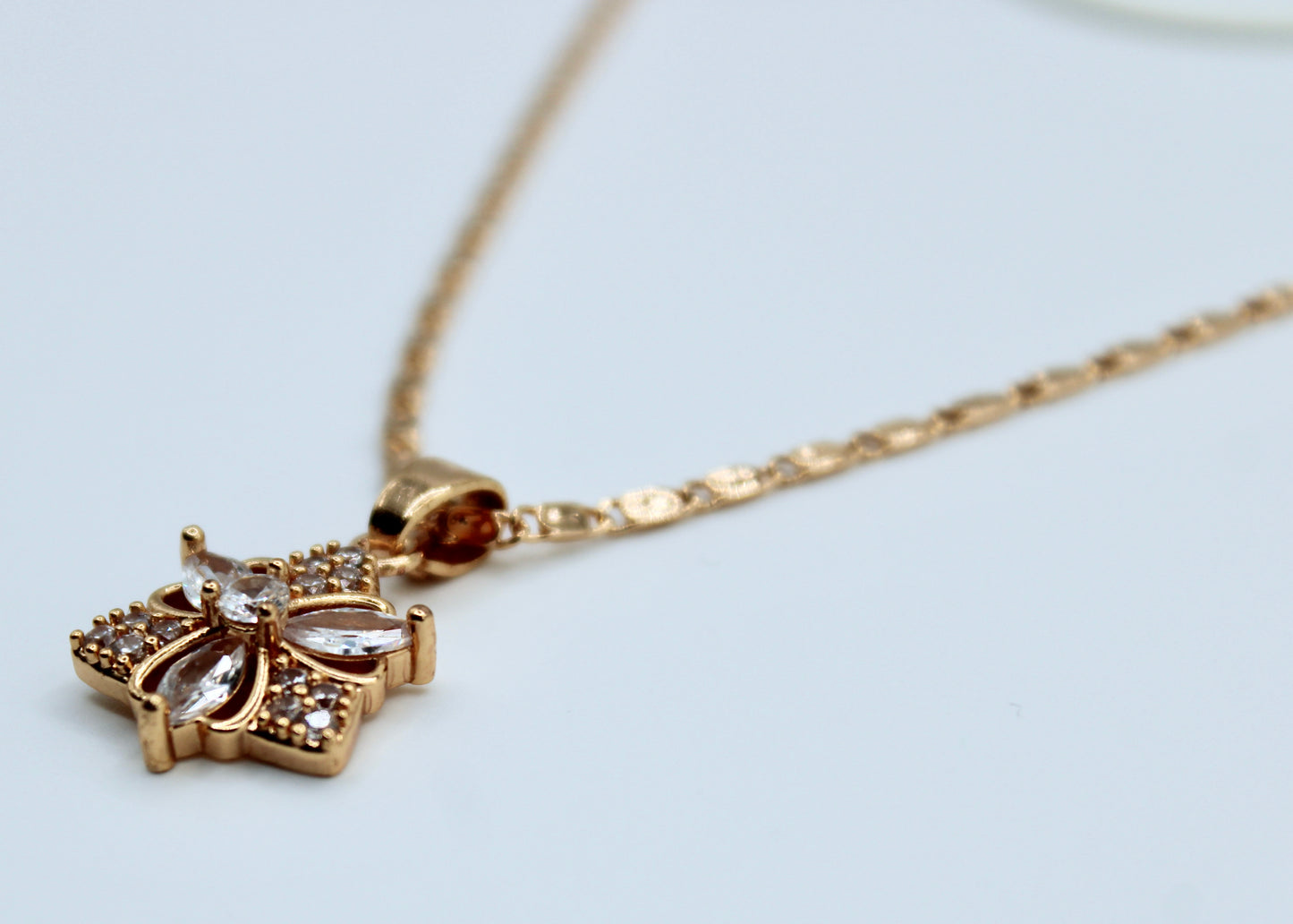 Floral Cubic Zirconia Studded Necklace - E2295