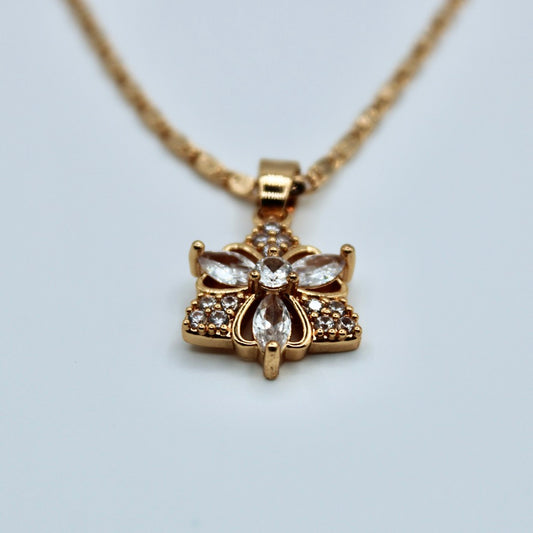 Floral Cubic Zirconia Studded Necklace - E2295