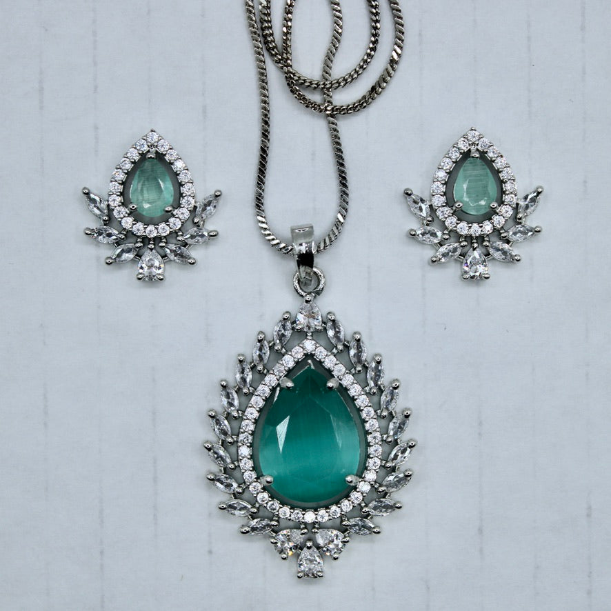 Pear and Marquis Cut Cubic Zirconia Pendant Set - E2285