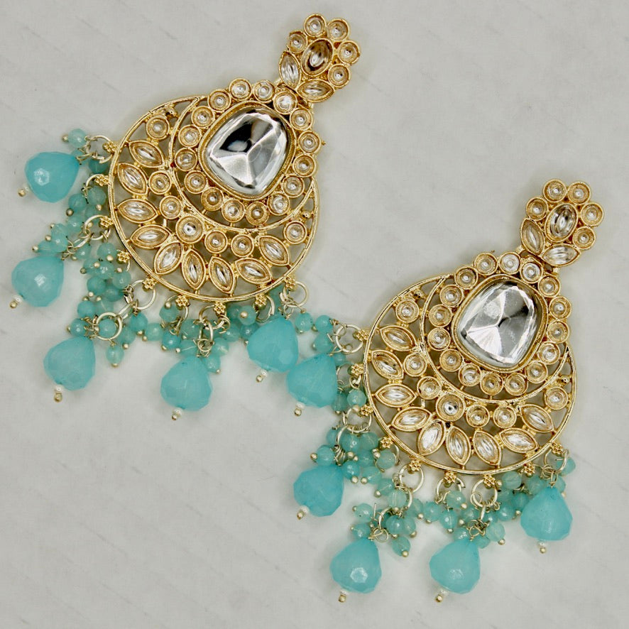 Faux Kundan and Bead Earrings - E555 hi