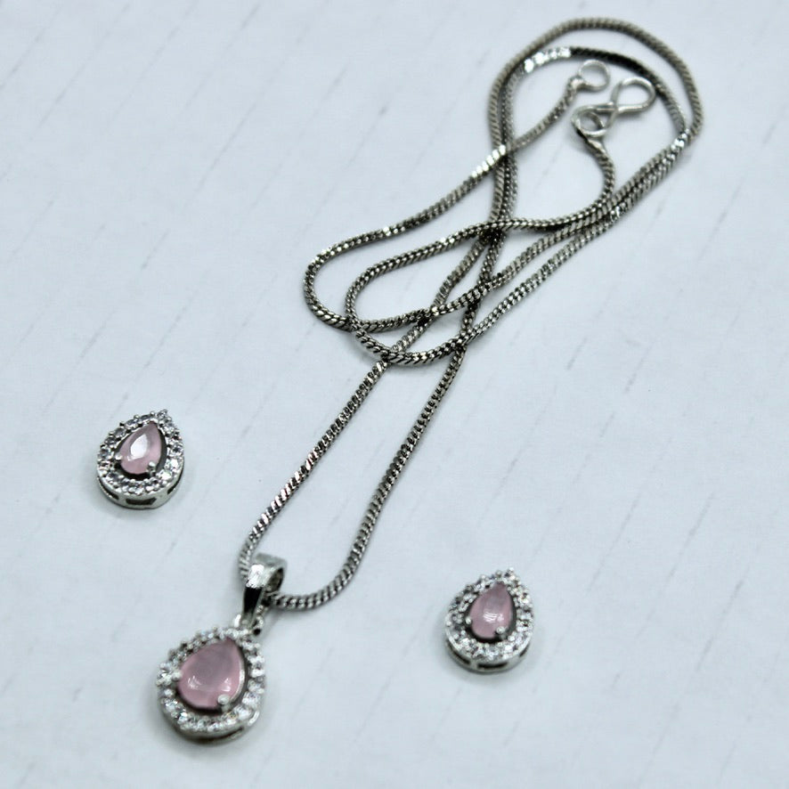 Pear-Cut Cubic Zirconia Pendant Set - E2283