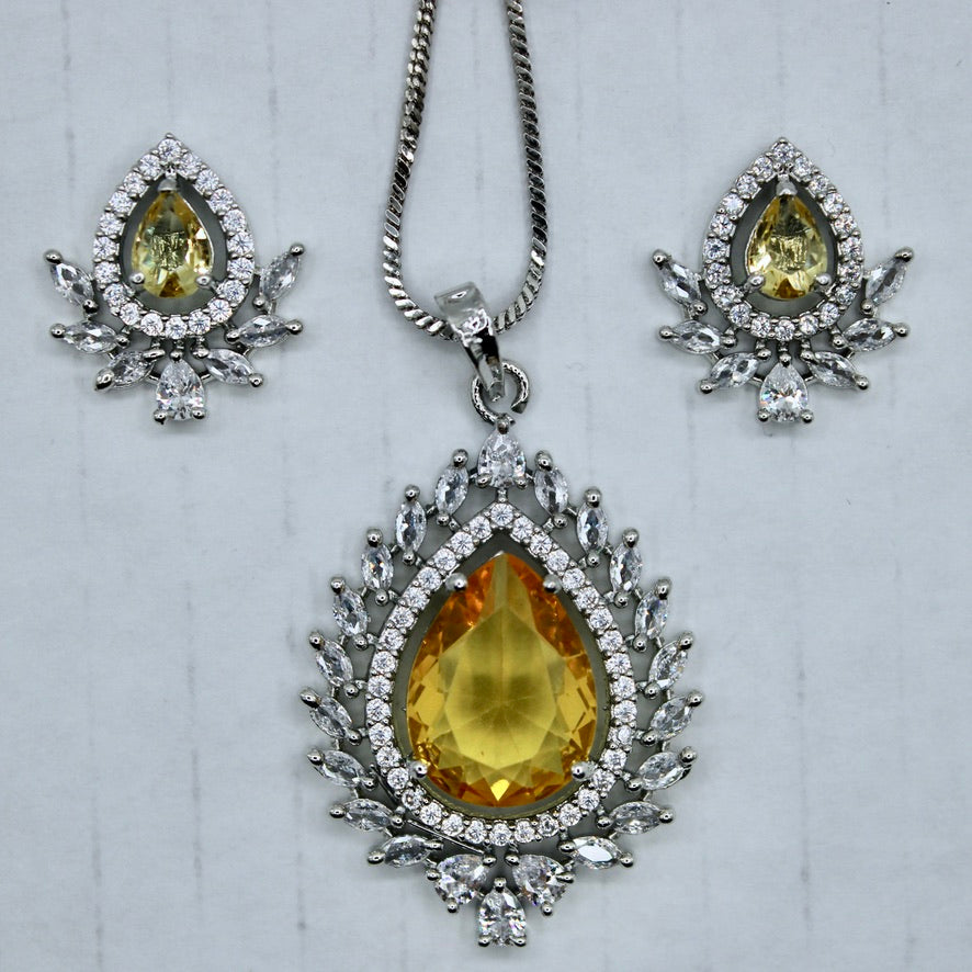 Pear and Marquis Cut Cubic Zirconia Pendant Set - E2285