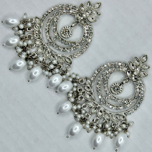 Cubic Zirconia and Faux Pearl Fashion Earrings - E570