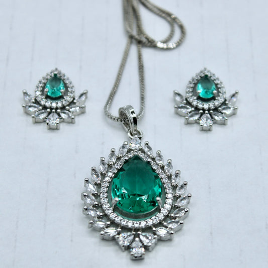 Pear and Marquis Cut Cubic Zirconia Pendant Set - E2285