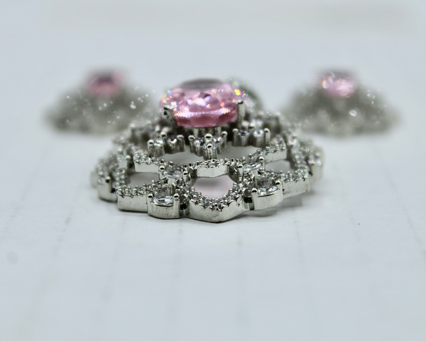 Oval-Cut Floral Cubic Zirconia Pendant Set - E2276