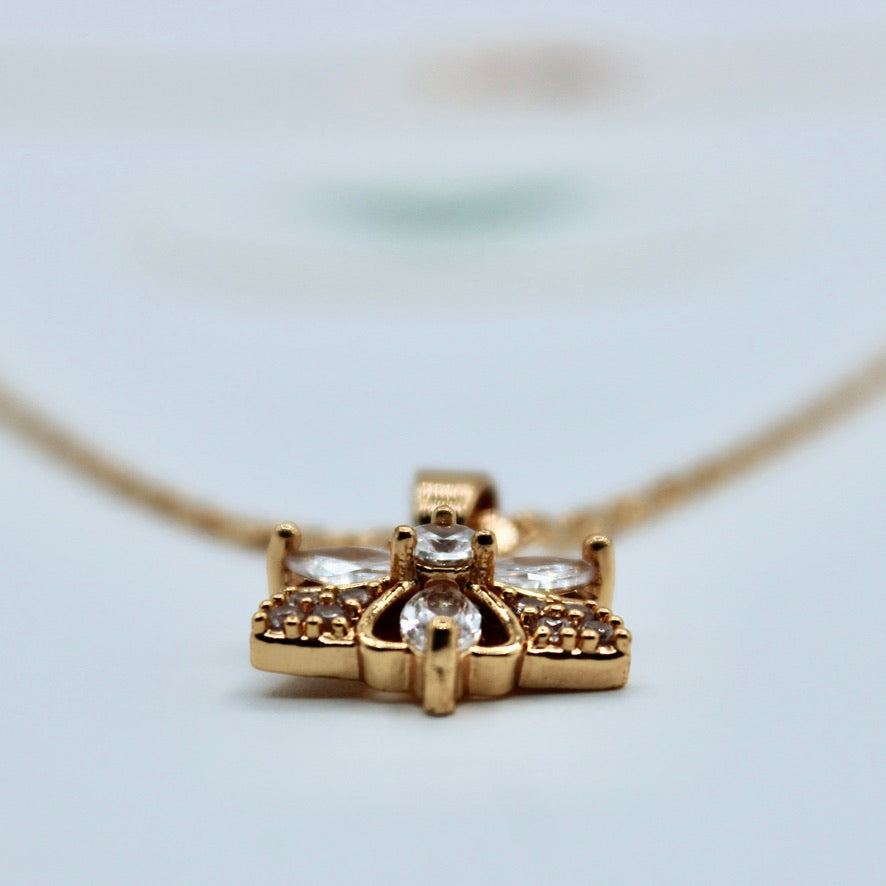 Floral Cubic Zirconia Studded Necklace - E2295