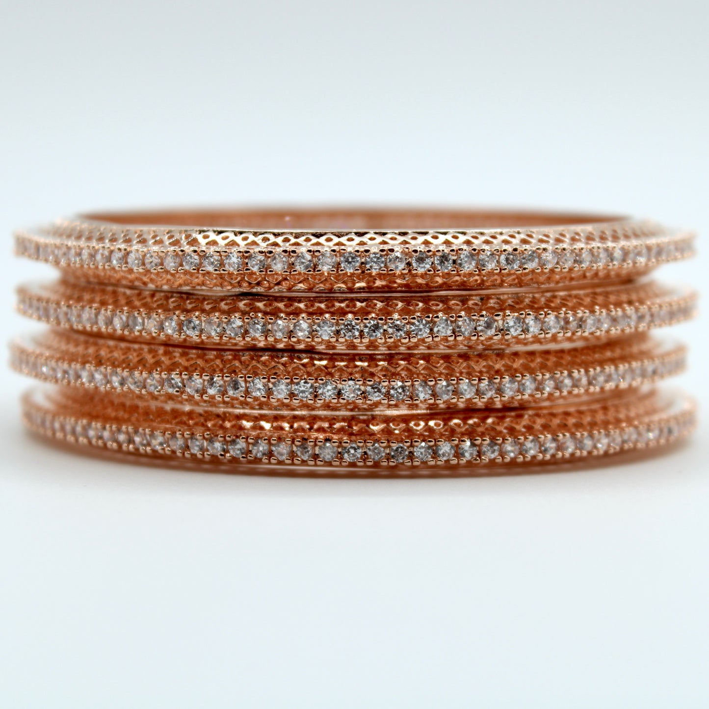 Studded Cubic Zirconia Bangle Set - E2212