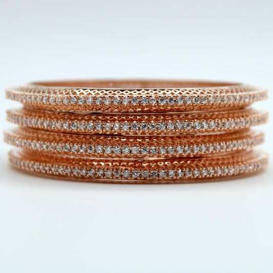 Studded Cubic Zirconia Bangle Set - E2212