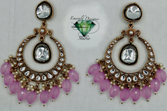 Faux Kundan and Acrylic Bead Fashion Earrings - E579