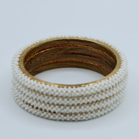 Faux Pearl Bead Bangle Set - E2256