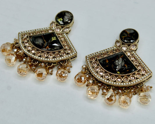 Mosaic Stone and Crystal Earrings - E550