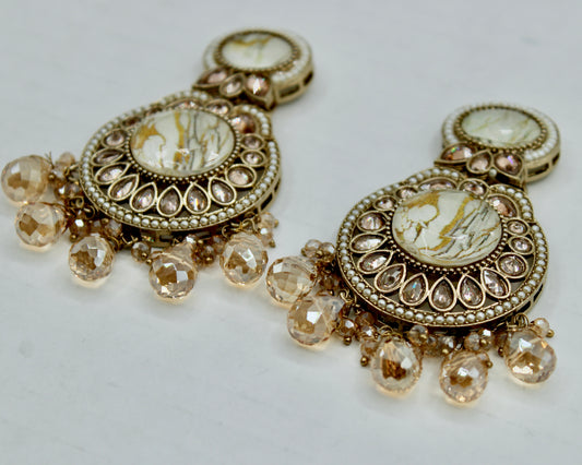 Mosaic Stone and Crystal Earrings - E551