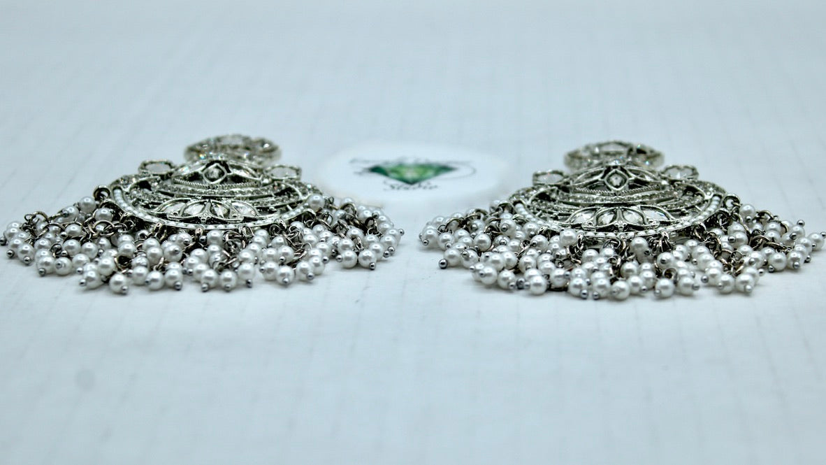 Faux Kundan Gajra Pearl Earrings - E560
