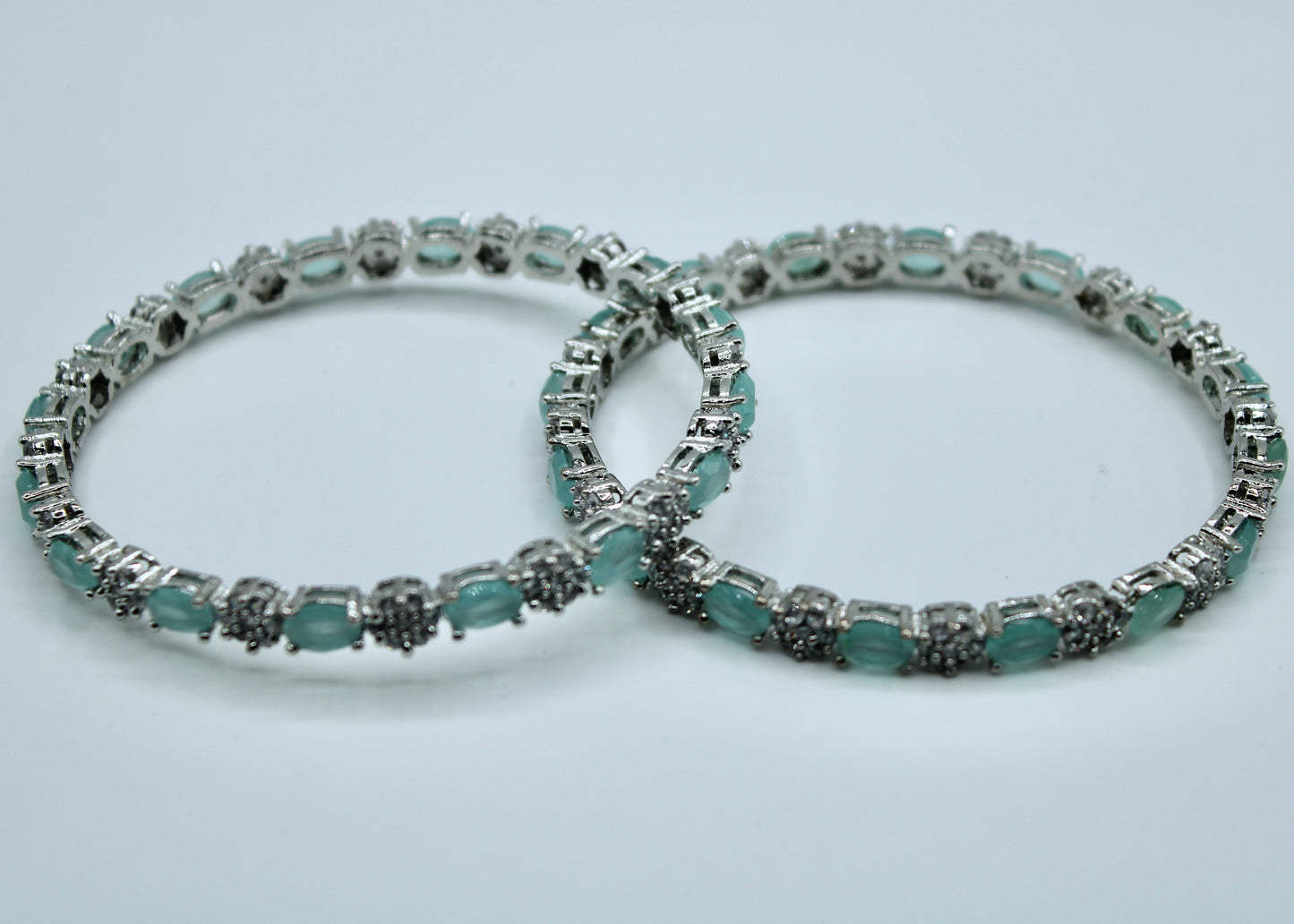 Cubic Zirconia and Appliqué Bangle Set - E2242
