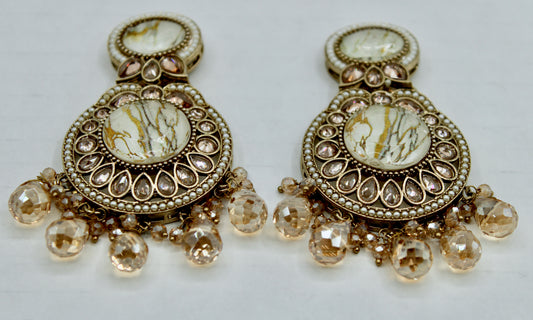 Mosaic Stone and Crystal Earrings - E551