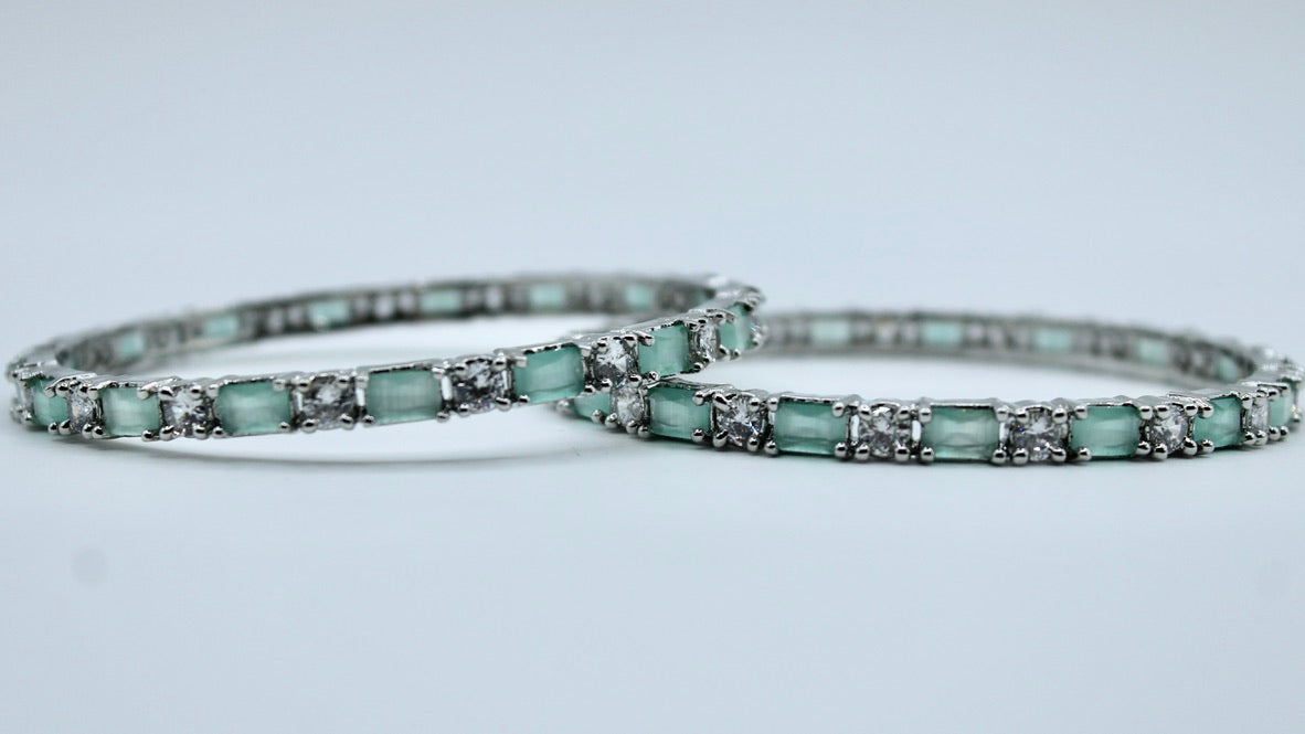 Cubic Zirconia and Appliqué Bangle Set - E2242