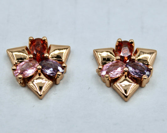 Multicoloured Pear-Cut Cubic Zirconia Studs - E2328