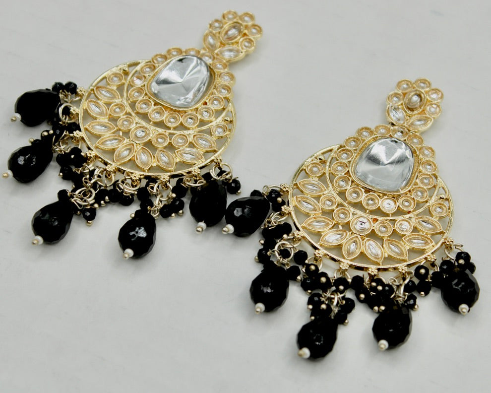 Faux Kundan and Bead Earrings - E555 hi