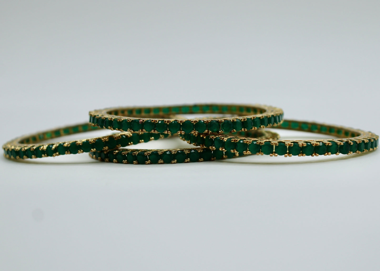 Traditional Golden Cubic Zironia Bangle Set - E2249