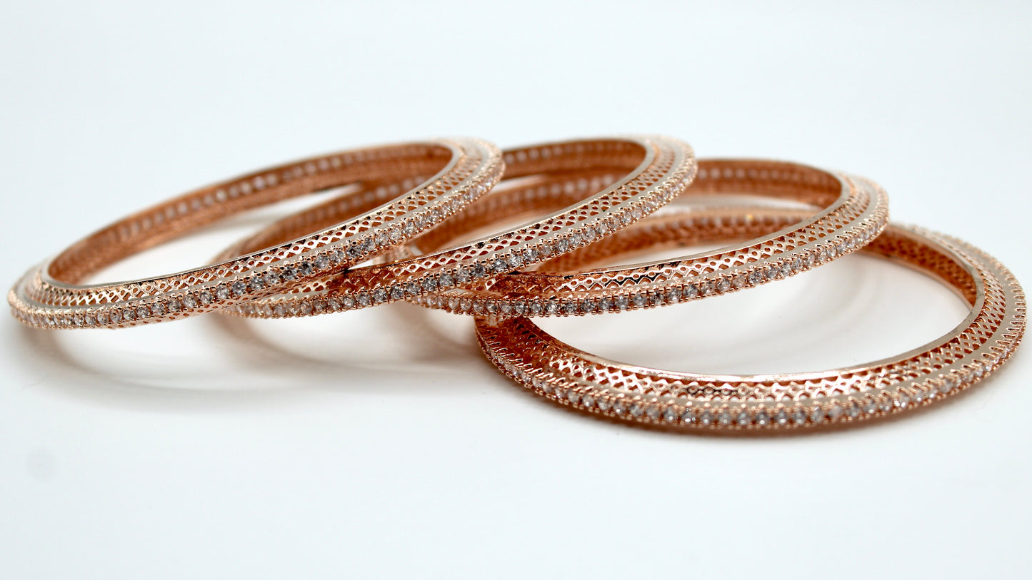 Studded Cubic Zirconia Bangle Set - E2212