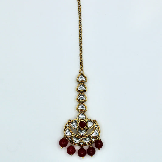 Kundan and Acrylic Bead Teeka - E521