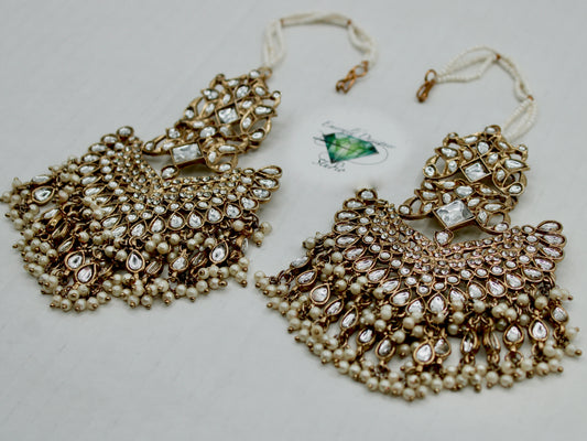 Kundan and Faux Pearl Earrings with Saharas - E580