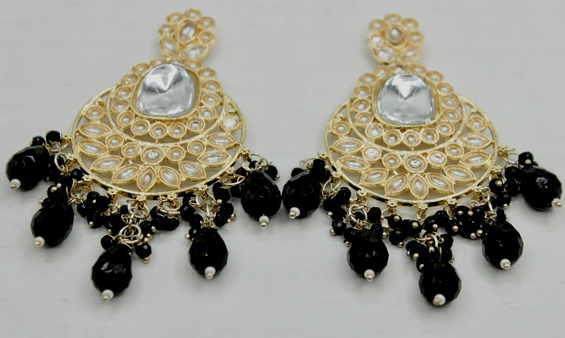 Faux Kundan and Bead Earrings - E555 hi