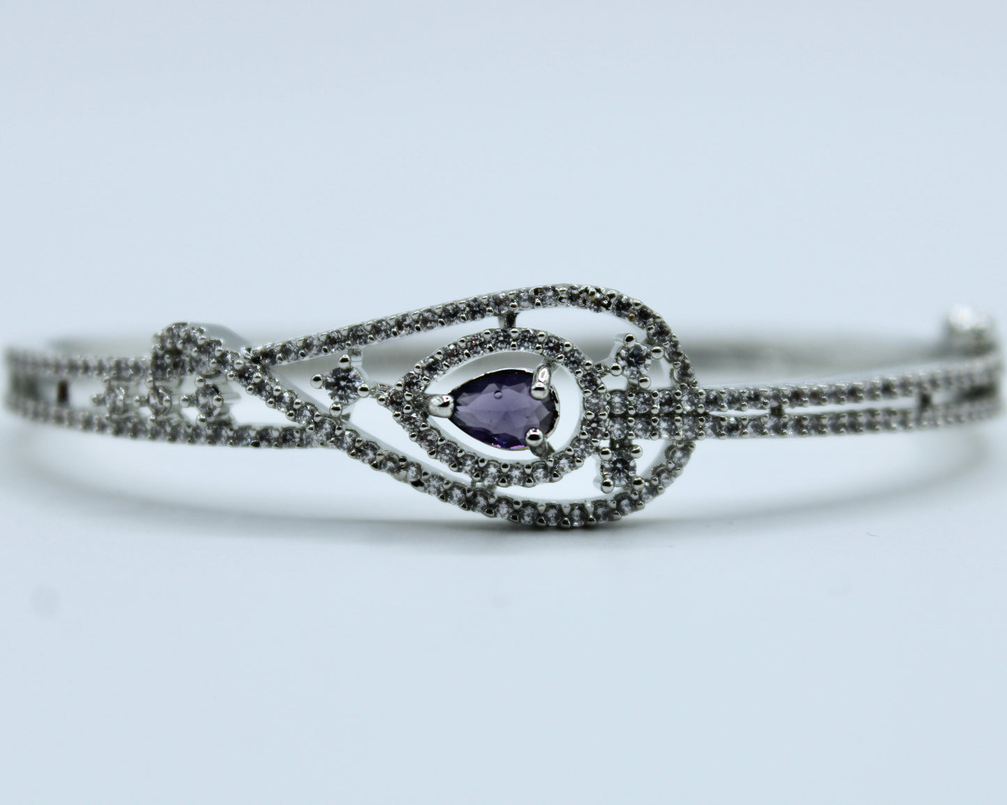 Pear-Cut Studded Cubic Zirconia Bracelet - E2313