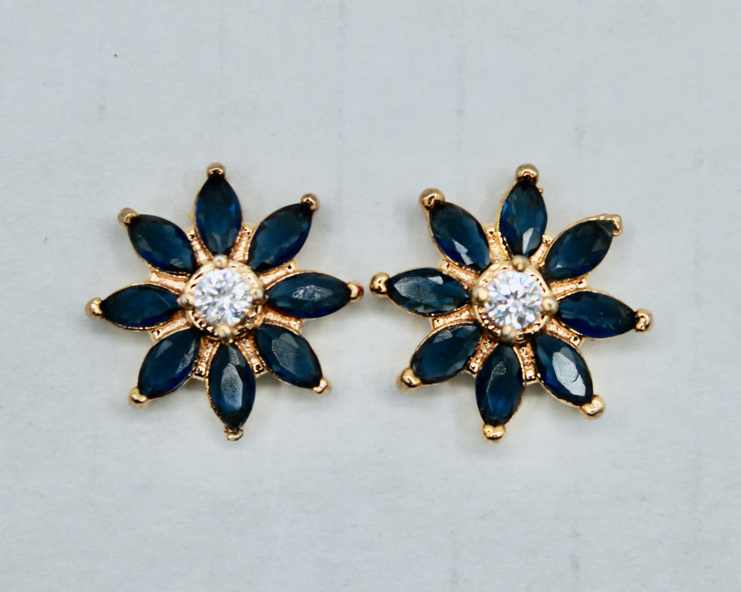 Marquis-Cut Floral Cubic Zirconia Studs - E2319