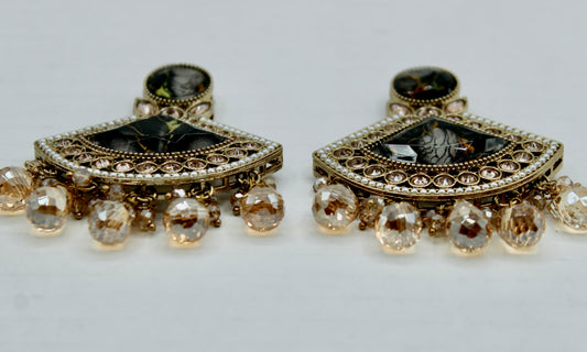Mosaic Stone and Crystal Earrings - E550
