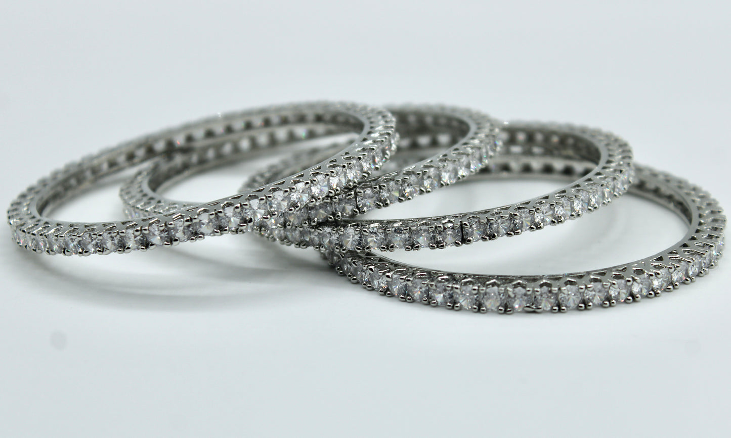 Studded Cubic Zirconia Bangle Set - E2211