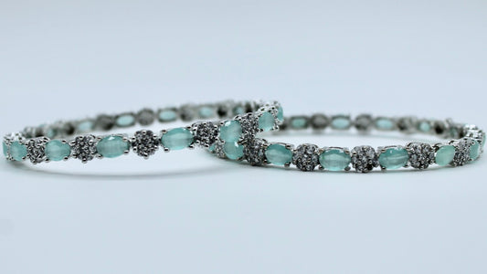 Cubic Zirconia and Appliqué Bangle Set - E2242