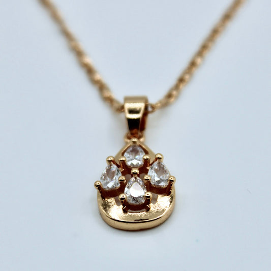 Pear-Cut Cubic Zirconia Studded Necklace - E2298