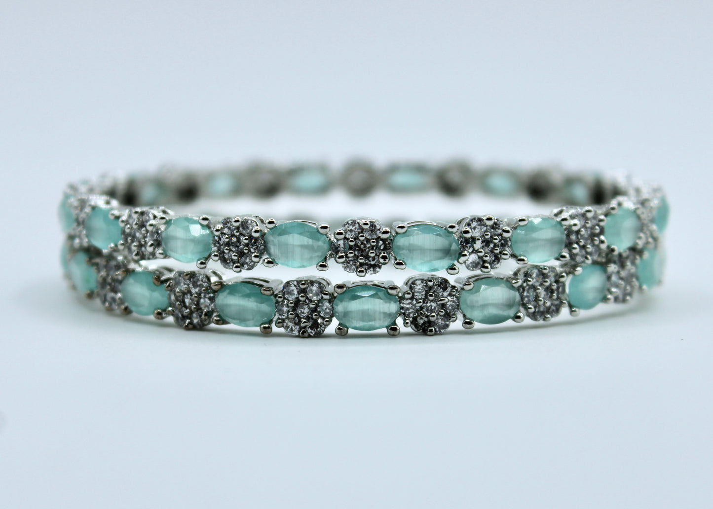 Cubic Zirconia and Appliqué Bangle Set - E2242