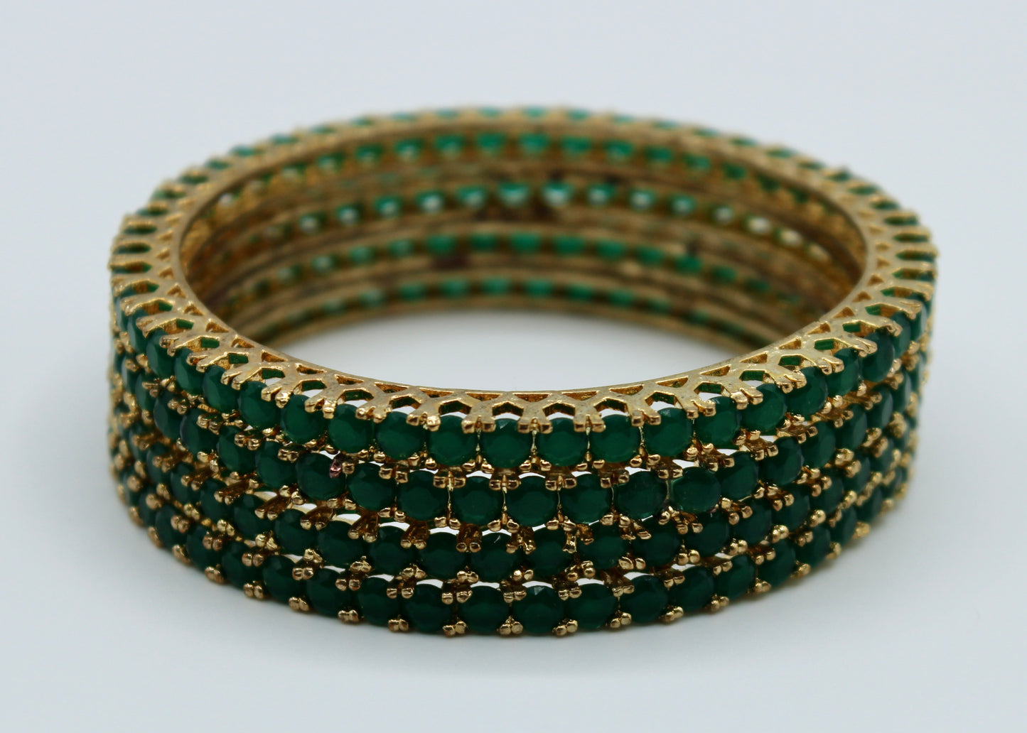 Traditional Golden Cubic Zironia Bangle Set - E2249