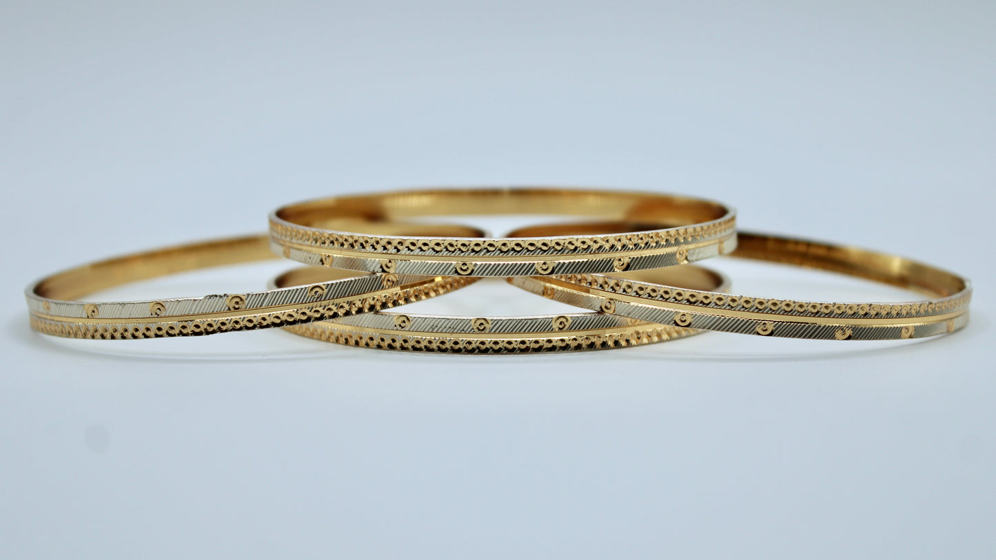 Two-Toned Traditional Golden Bangle Set - E2260