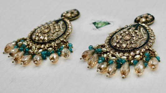 Cubic Zirconia and Faux Pearl Fashion Earrings - E576