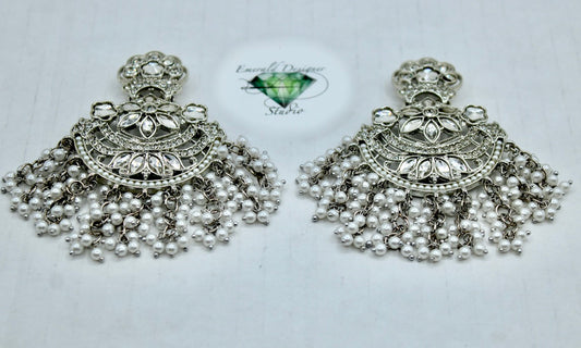 Faux Kundan Gajra Pearl Earrings - E560