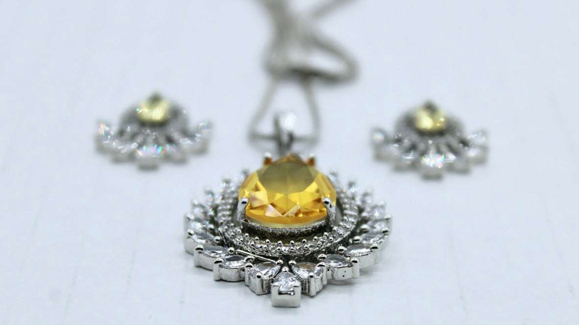 Pear and Marquis Cut Cubic Zirconia Pendant Set - E2285