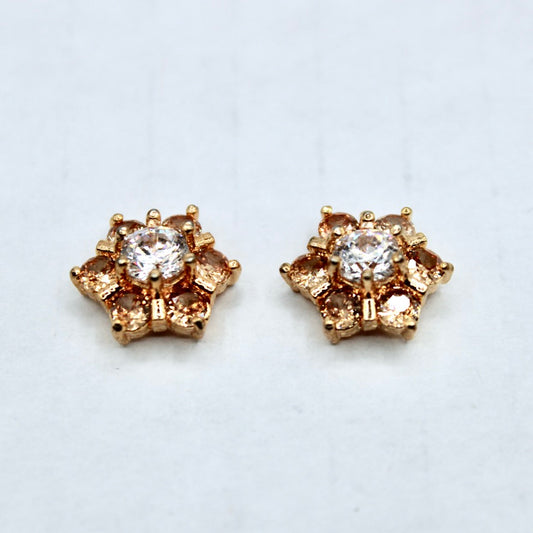Two-Toned Floral Traditional Cubic Zirconia Studs - E2341