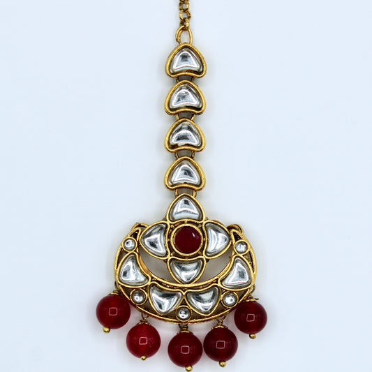 Kundan and Acrylic Bead Teeka - E521