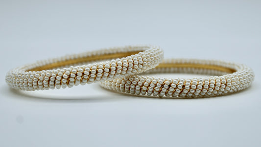 Faux Pearl Bead Bangle Set - E2255