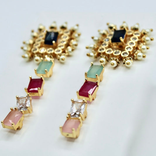 5-in-1 Cubic Zirconia and Faux Pearl Studs - E2349