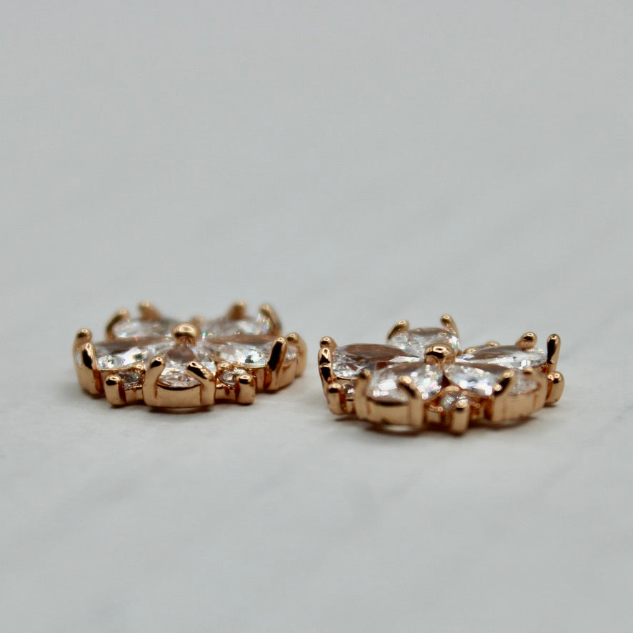 Pear-Cut Cubic Zirconia Floral Studs - E2330