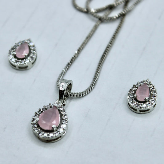 Pear-Cut Cubic Zirconia Pendant Set - E2283