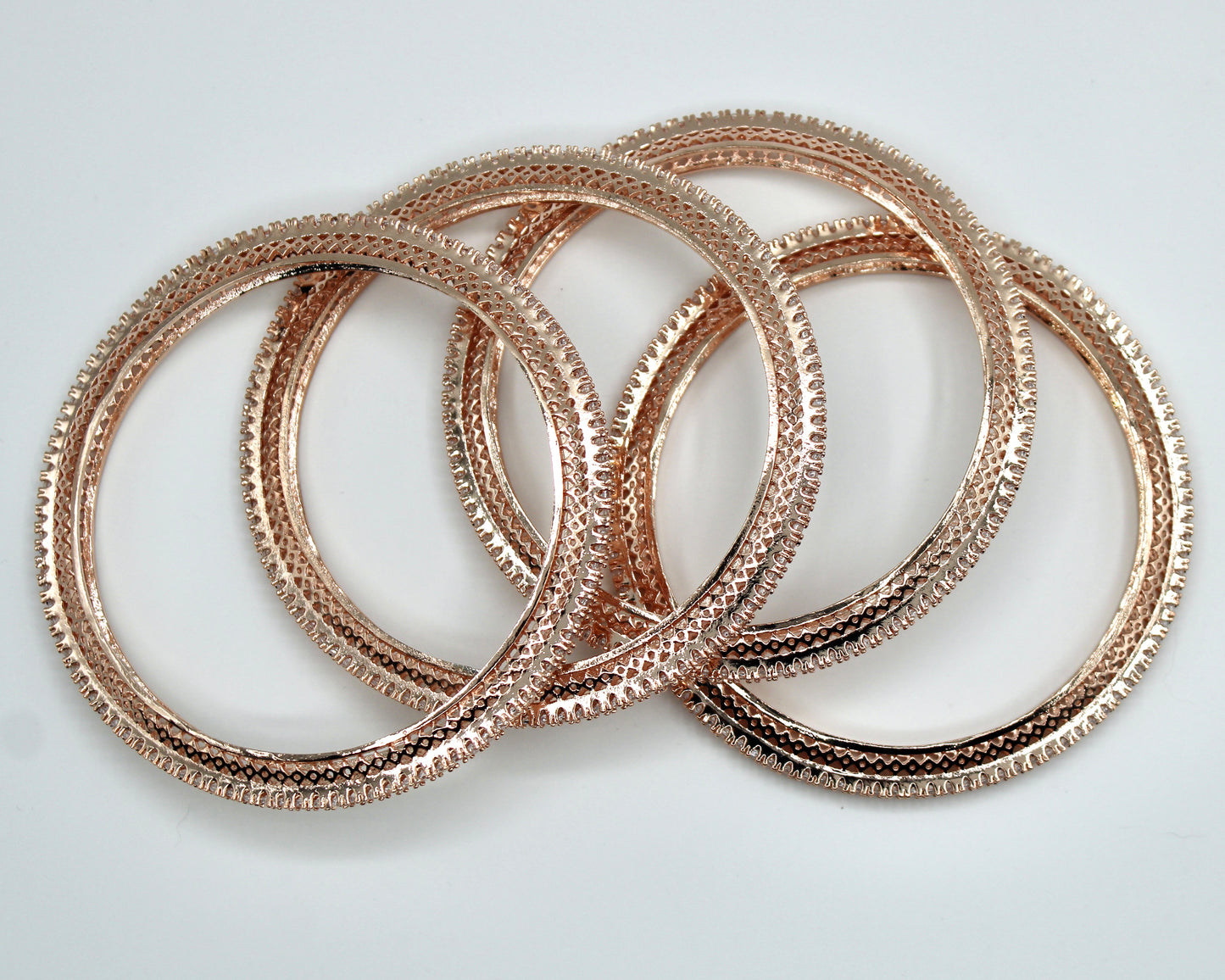 Studded Cubic Zirconia Bangle Set - E2212