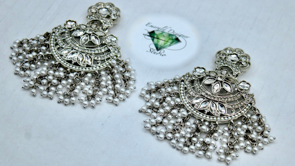 Faux Kundan Gajra Pearl Earrings - E560