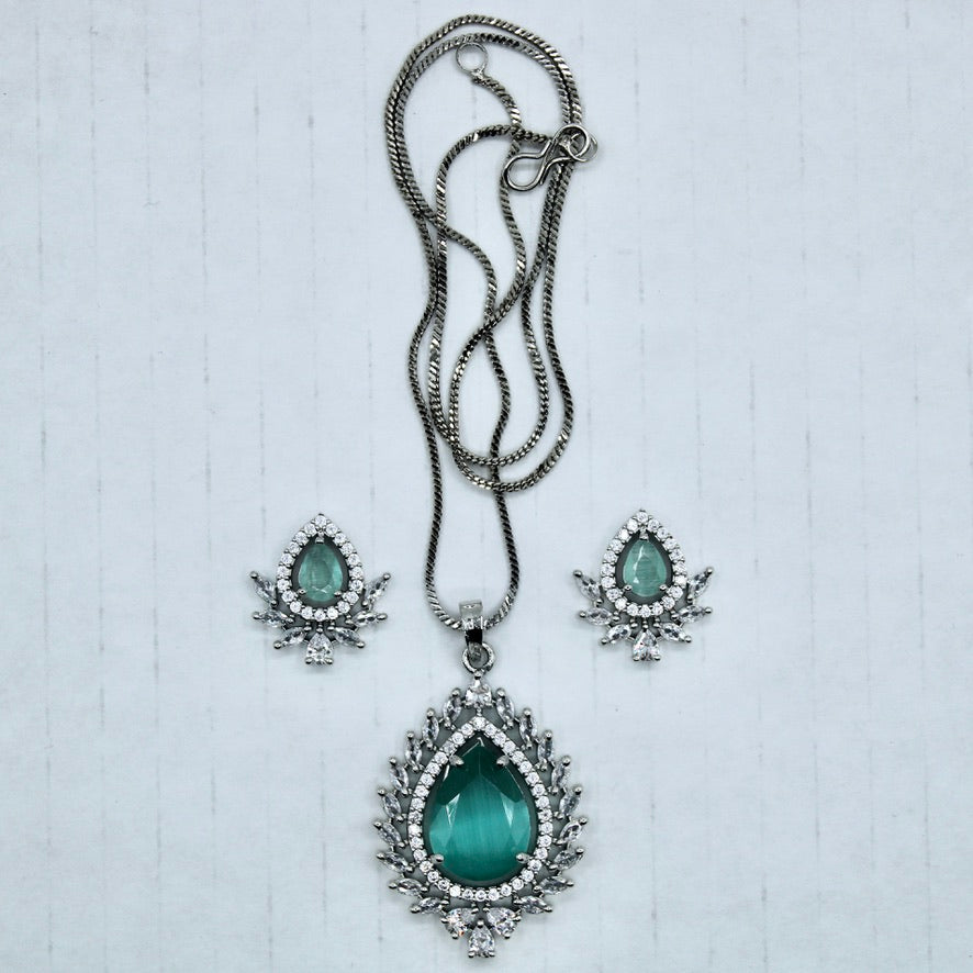 Pear and Marquis Cut Cubic Zirconia Pendant Set - E2285