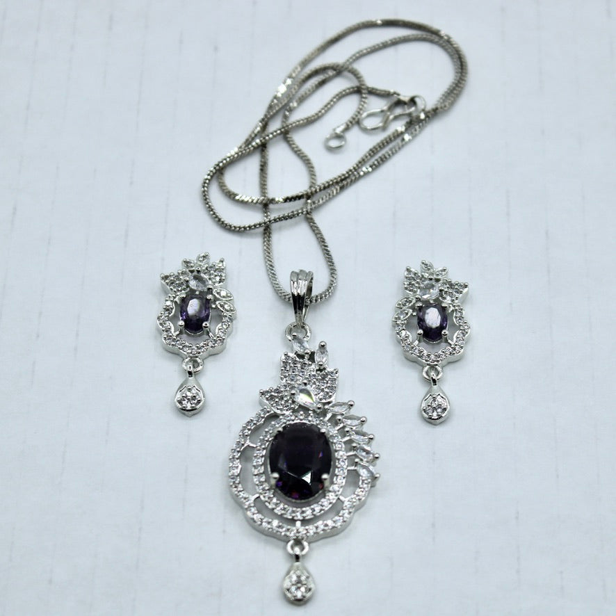 Oval-Cut Cubic Zirconia Pendant Set - E2290